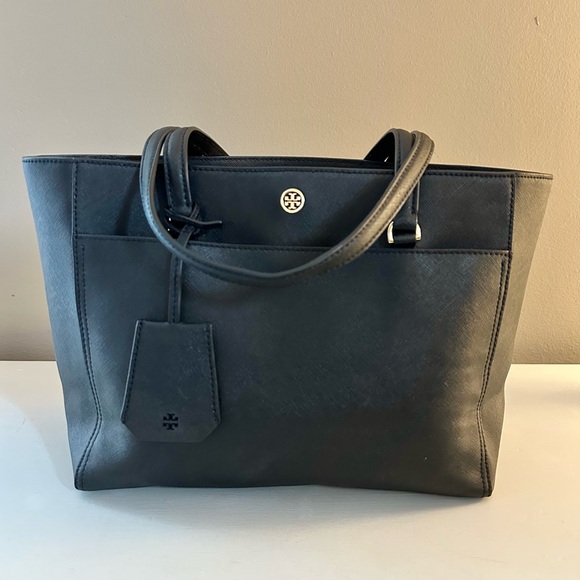 Tory Burch Handbags - Tory Burch Black Classic Small Leather Tote Purse Handbag
